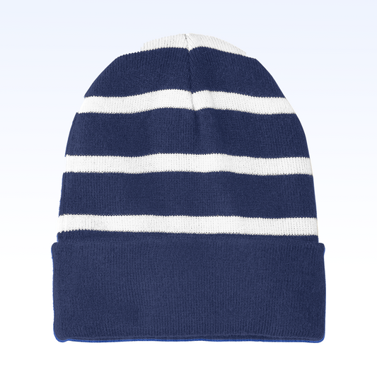 STRIPED BEANIE WITH SOLID BAND